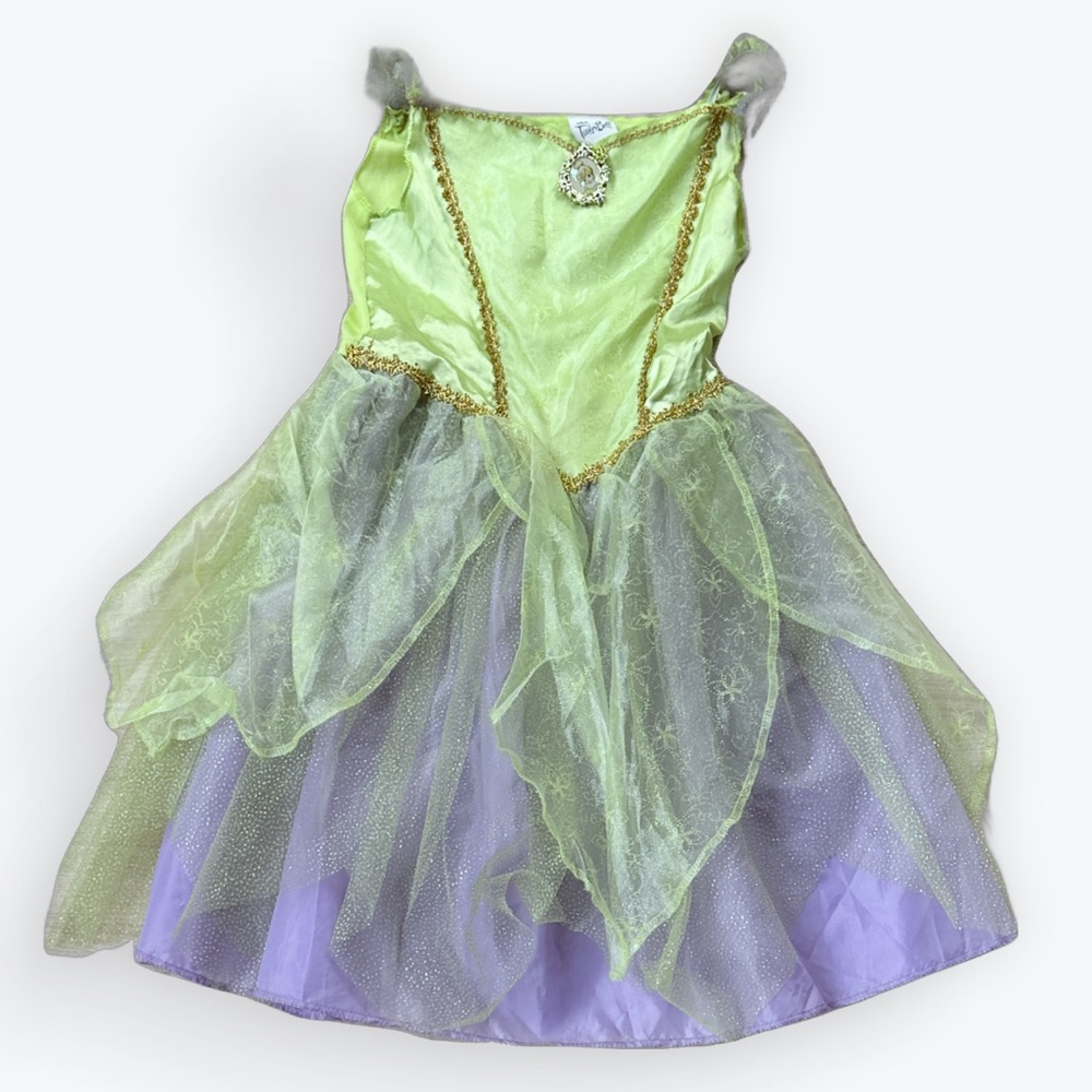 Disney Tinker Bell Flutter Sleeve Gold Trim Medallion Costume Dress-Up ~ M(8-10)